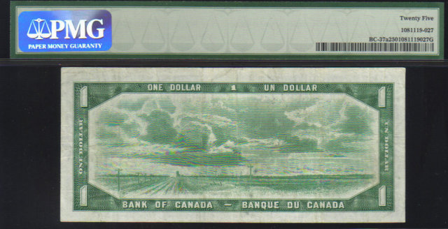 1954 $1 bank of canada LOW SERIAL #66 PMG 25