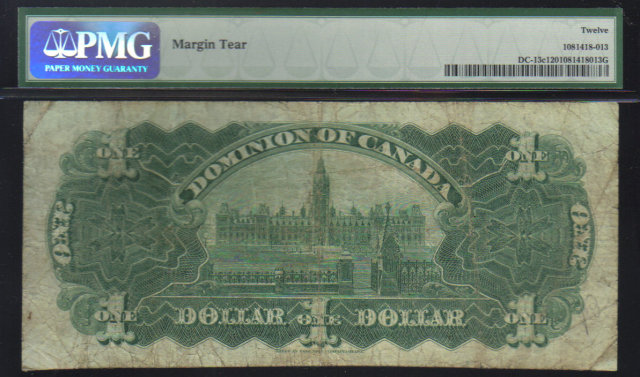 1898 $1 OUTWARD ones DOMINION OF CANADA PMG 12