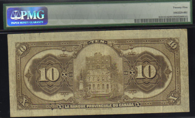 1919 LA BANQUE PROVINCIALE DU CANADA $10 PMG25