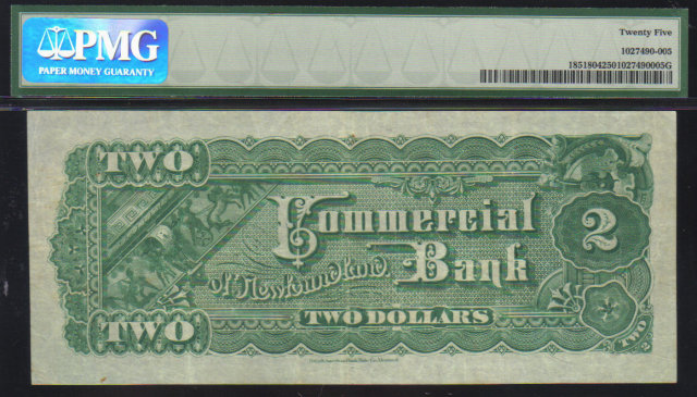 1888 $2 COMMERCIAL BANK OF NEWFOUNDLAND PMG 25