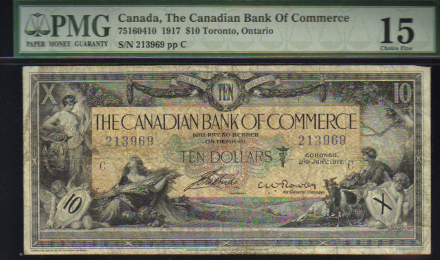 1917 Canadian Bank of Commerce $10 rare ROWLEY