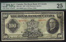1927 $100 THE ROYAL BANK OF CANADA PMG VF 25