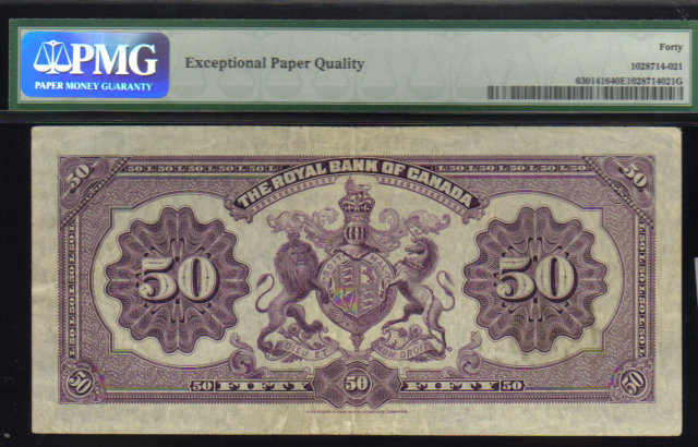 1927 $50 THE ROYAL BANK OF CANADA PMG EF 40