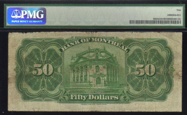1914 $50 BANK OF MONTREAL ,quebec ,CANADA PMG