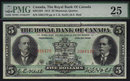 1913 $5 THE ROYAL BANK OF CANADA PMG VF 25