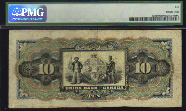 1907 $10 the UNION BANK OF CANADA PMG 10 rare QUEBEC issue PMG 10