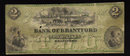 1859 bank of Brantford $2 scarce FRED WESTBROOK bicycle overprint