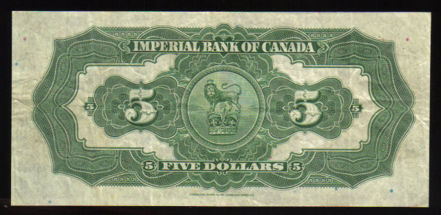 Canadian Currency Imperial Bank of Canada $5 1933