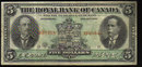 1943 Royal Bank of Canada $5 Very Fine CANADA