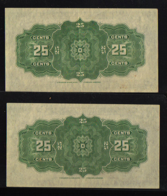 1923 CONSECUTIVE 25cents shinplster DOMINION OF CANADA EF/AU