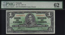 1937 $1 BANK OF CANADA PMG 62 UNCIRCULATED