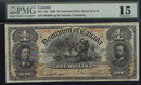 1898 $1DOMINION OF CANADA PMG 15 ones outward F/VF
