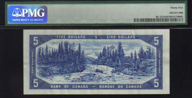 1954 $5 BANK OF CANADA DEVIL FACE PAPERMONEY PMG 35