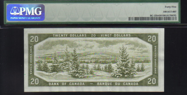 1954 $20 BANK OF CANADA DEVIL FACE PAPERMONEY PMG 45