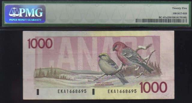 1988 $1000 BANK OF CANADA scarce papermoney PMG25