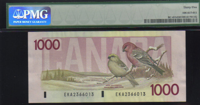 1988 $1000 BANK OF CANADA scarce papermoney PMG35