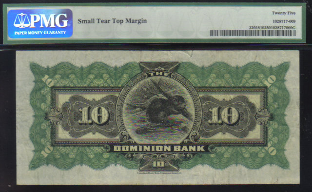 1925 $10 THE DOMINION BANK PMG 25