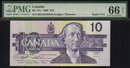 2 digit RADAR 4446444 $10 BANK OF CANADA 1989 PMG 66