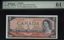 DEVILS FACE $2 BANK OF CANADA 1954 PMG 64 unc