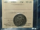 1900 canada 25 cents ICCS VF 20 QUEEN VICTORIA
