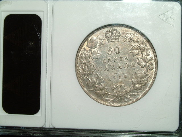 1910 canada 50 cents ANACS AU 50 VICTORIAN LEAVES