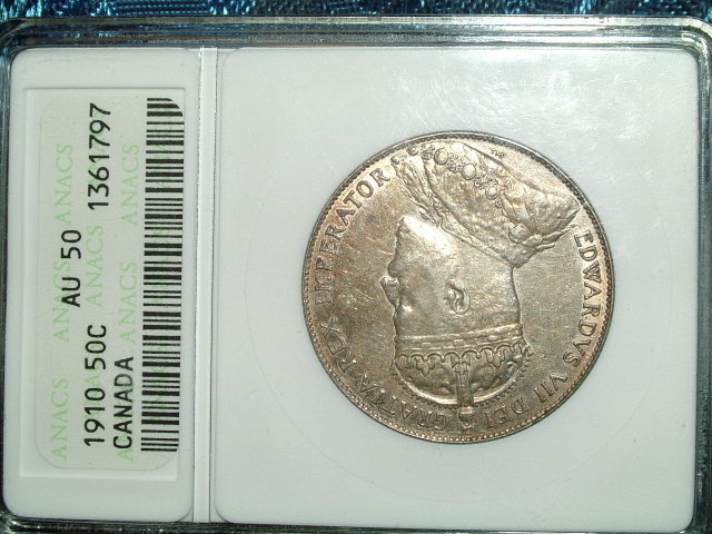 1910 canada 50 cents ANACS AU 50 VICTORIAN LEAVES