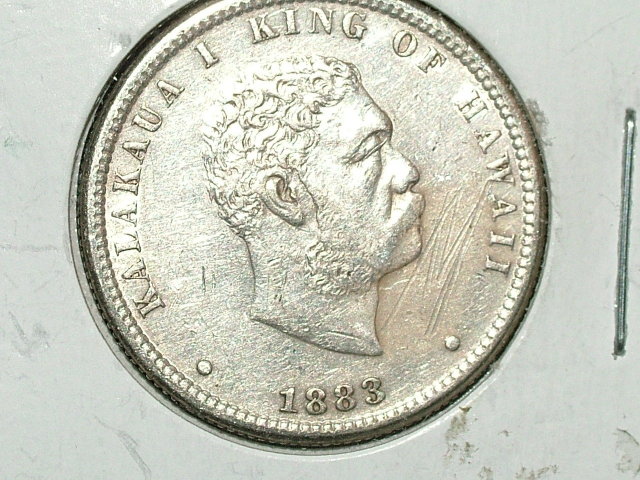 1883 25c Hawaii Silver Quarter Dollar King Kalakaua 1