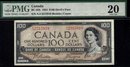 DEVILS FACE $100 BANK OF CANADA 1954 PMG 20