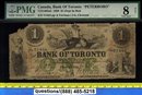 1859 $1 BANK OF TORONTO scarce PETERBORO overprint PMG certified
