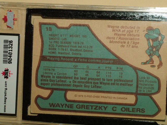1979 -80 OPC #18 Hockey Wayne Gretzky Rookie Card KSA 4