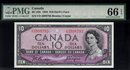 1954 $10 BANK OF CANADA ONE DOLLAR DEVIL'S FACE PMG 66