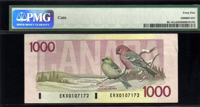1988 $1000 BANK OF CANADA BC-61aA EKX replacement BANKNOTE