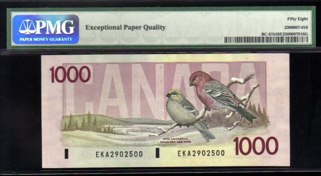 1988 $1000 BANK OF CANADA BC-61b PMG58