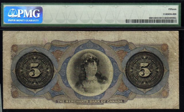The Merchants Bank of Canada 1900 $5 CH-460-14-04 PMG 15