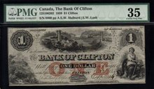 Canada Bank of Clifton 1 Dollar 1859 PMG 35