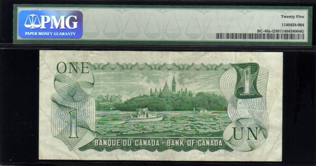 2 digit 1973 $1 BANK OF CANADA $1 radar 4446444