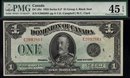 1923 DOMINION OF CANADA 1 DOLLARS (BLACK SEAL GRP 4) PMG 45