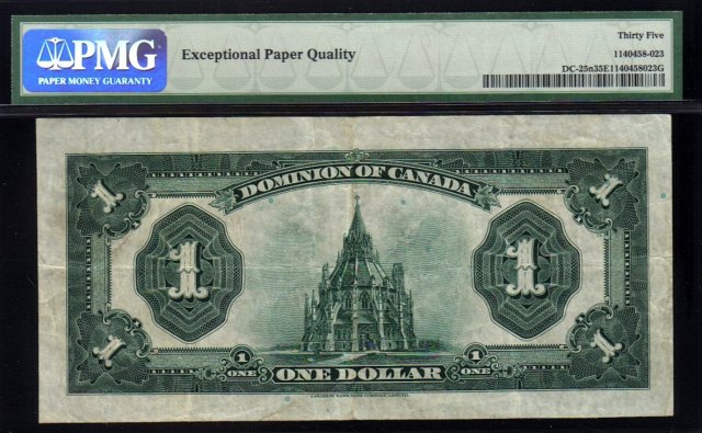 1923 DOMINION OF CANADA 1 DOLLARS (BLACK SEAL GRP 3) PMG 35