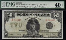 1923 DOMINION OF CANADA 2 DOLLARS (BLACK SEAL GRP 4) PMG 40