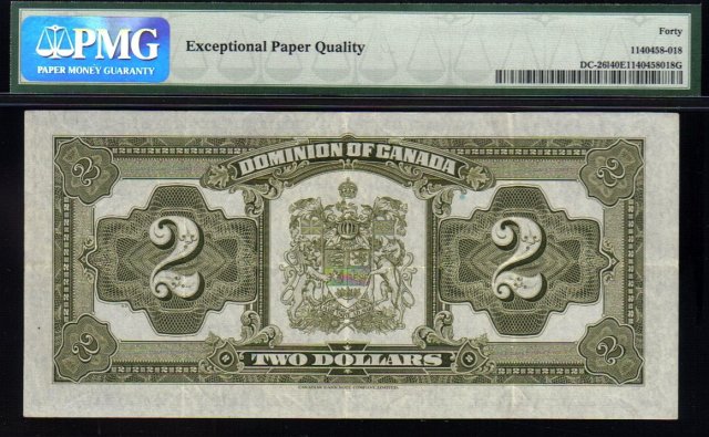 1923 DOMINION OF CANADA 2 DOLLARS (BLACK SEAL GRP 4) PMG 40