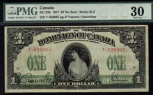 1917 DOMINION OF CANADA 1 DOLLARS (princess patricia) PMG 30