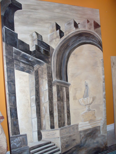 Original Oil on Canvas Roman Arch painting