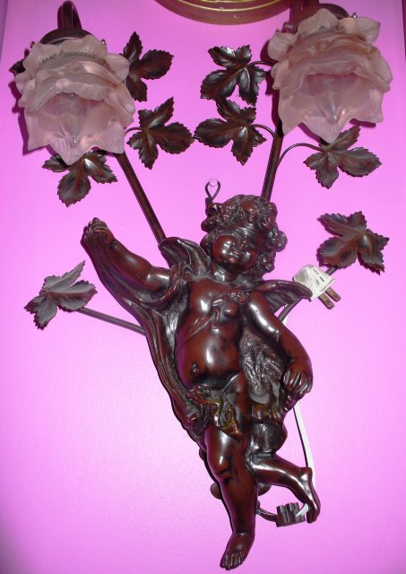 Cherub wall light with two bulbs