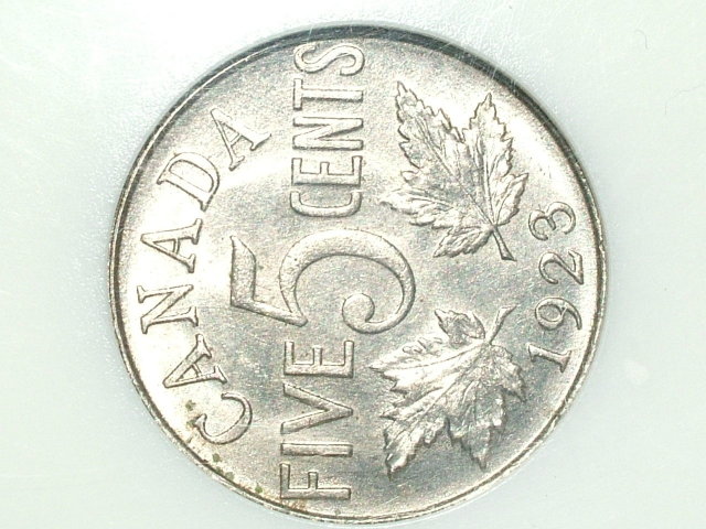 1923 canada 5 cents high grade
