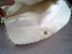 Purse/Evening/Beaded/Clutch/Satinlike Cream Colored/In Original Box/Hand Made in HongKong