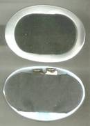 Shoe Clips/Silvery White Plastic Ovals W/Black Grosgrain Inserts