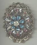 Brooch/W/Large Aqua Pear Shaped R/S