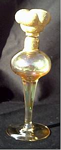 Perfume Bottle/W/Gold Molded Glass Top/Rainbow-maybe Chez. Glass