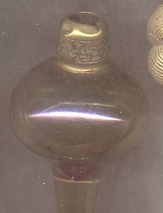 Perfume Bottle/W/Gold Molded Glass Top/Rainbow-maybe Chez. Glass