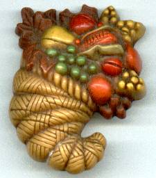 Brooch/Designer/Hallmark/Holiday/Cornucopia